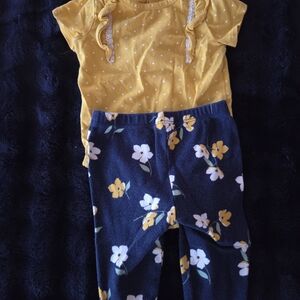 Carter's Yellow Polka Dot Top and Floral Leggings Set